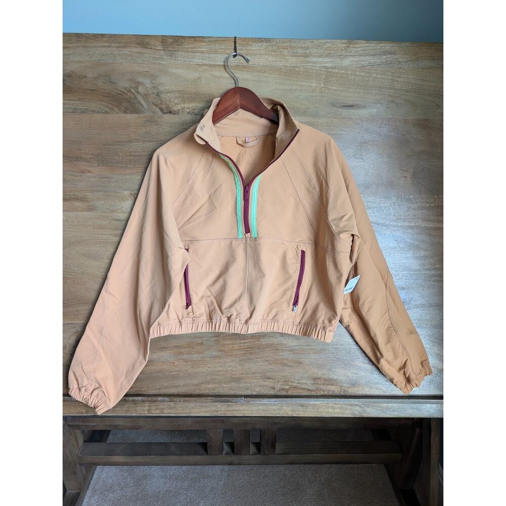 NWT Free People Movement So Fly Half Zip Jacket Womens XS Brown Stretch Pullover